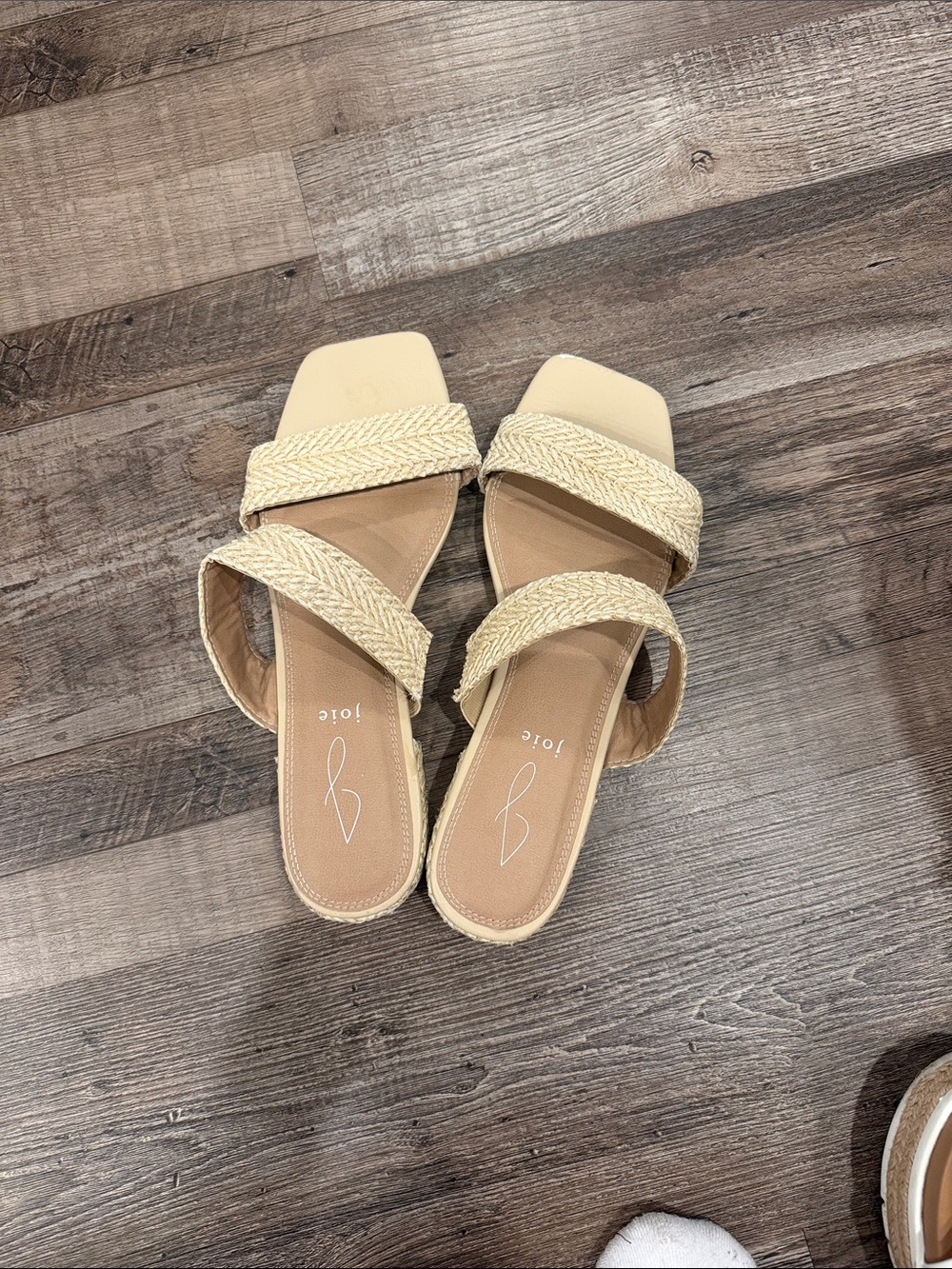 Joie Natural Braided-Strap Slide Mules
